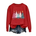 thumbnail image 3 of Feancey Xmas Tree Sweatshirt for Women Oversized Crewneck Pullover Drop Shoulder Long Sleeve Graphic Sweatshirts Holiday Casual Party Tops Red S, 3 of 5