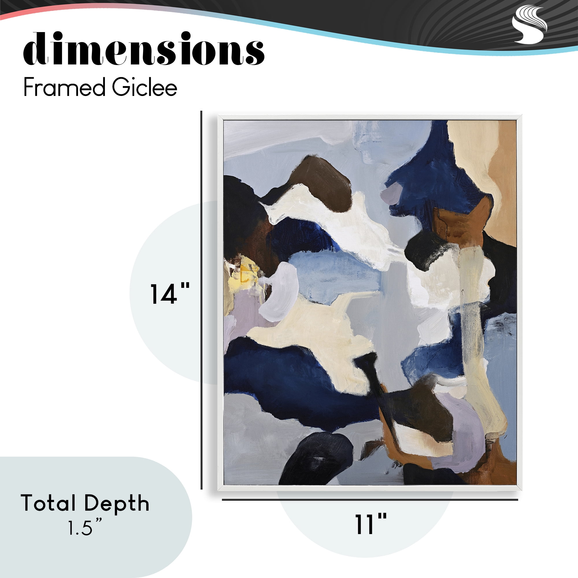 Cool Tones Composition White Framed Giclee Art, design by Design Fabrikken