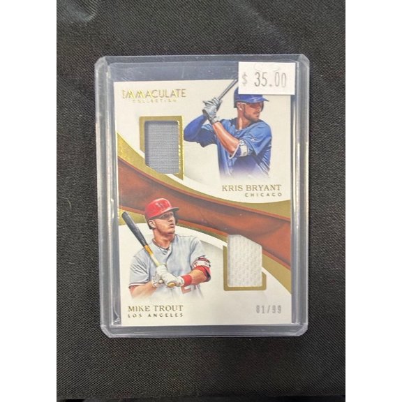 Collectible 2017 Panini Immaculate Collection Dual Relic IDP-BT Mike Trout Kris Bryant 81/99 Memorabilia Chicago Cubs MLB Baseball Trading Card