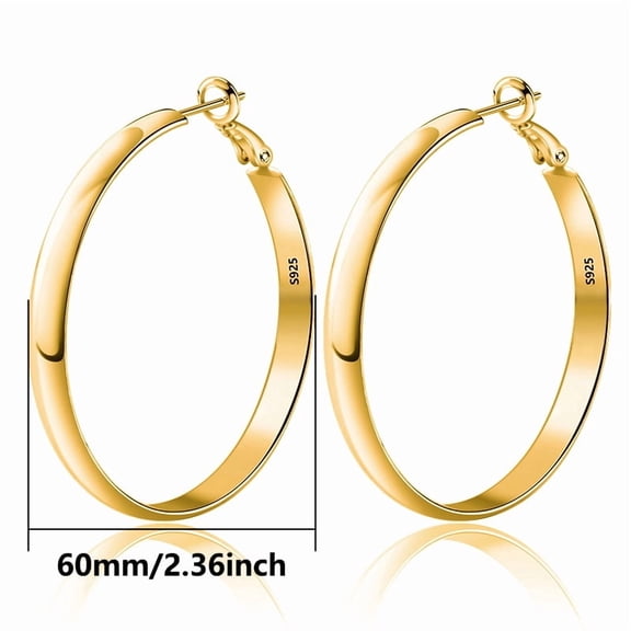 Gold Hoops for Women - 14K Gold Plated Hoop Earrings - Medium Size Hypoallergenic Earrings for Sensitive Ears
