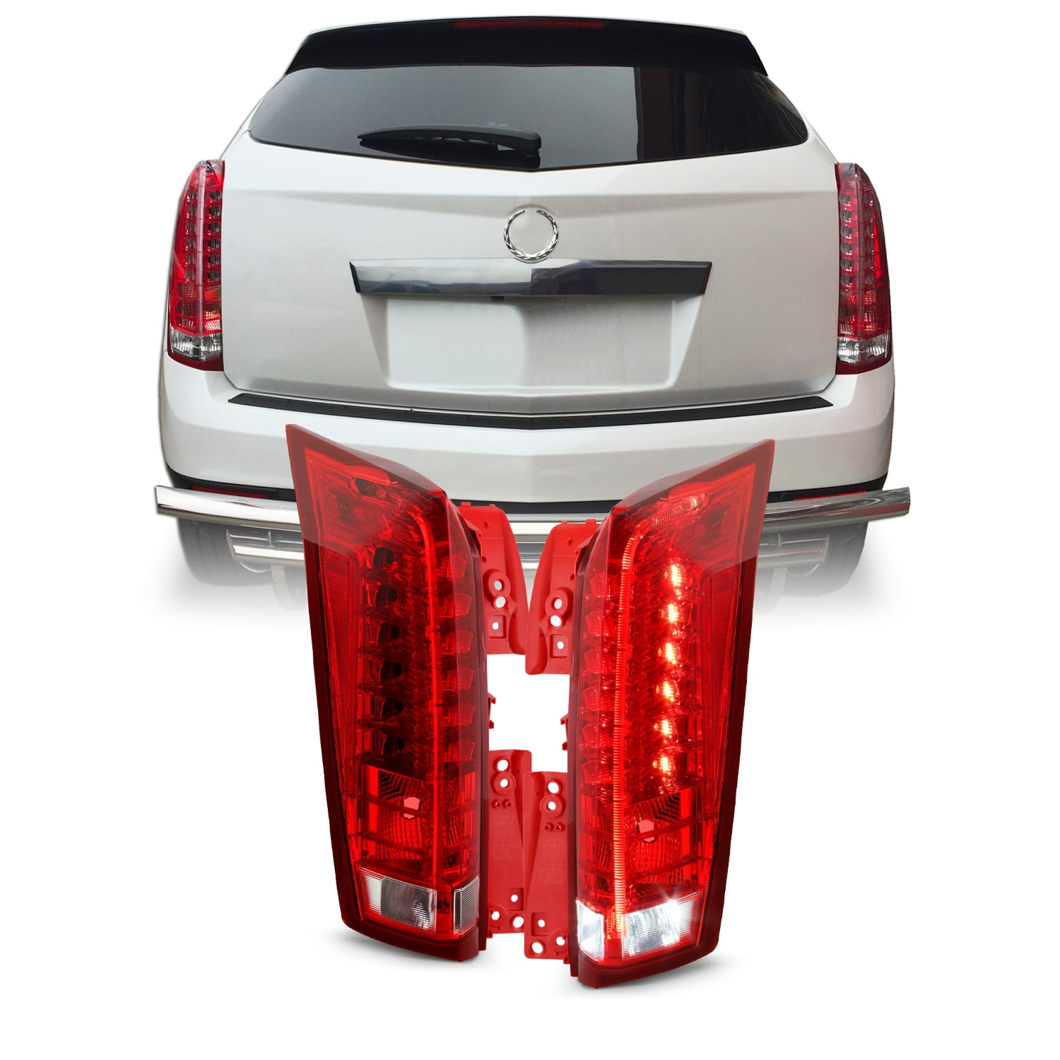 For 2010-2016 Cadillac SRX LED Running Reverse Chrome Red Clear Tail Lights Pair - Walmart.com 2010 Cadillac Srx Tail Light Bulb Replacement