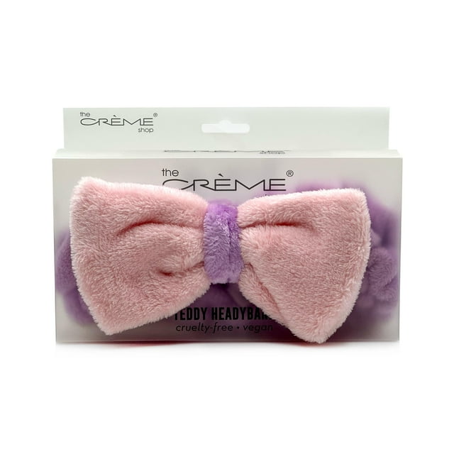 Diadema de peluche The Crme Shop | Diadema de spa | Diadema para lavarse la cara | Diademas para el cuidado de la piel | Diademas suaves y esponjosas para mujer (rosa y morado)