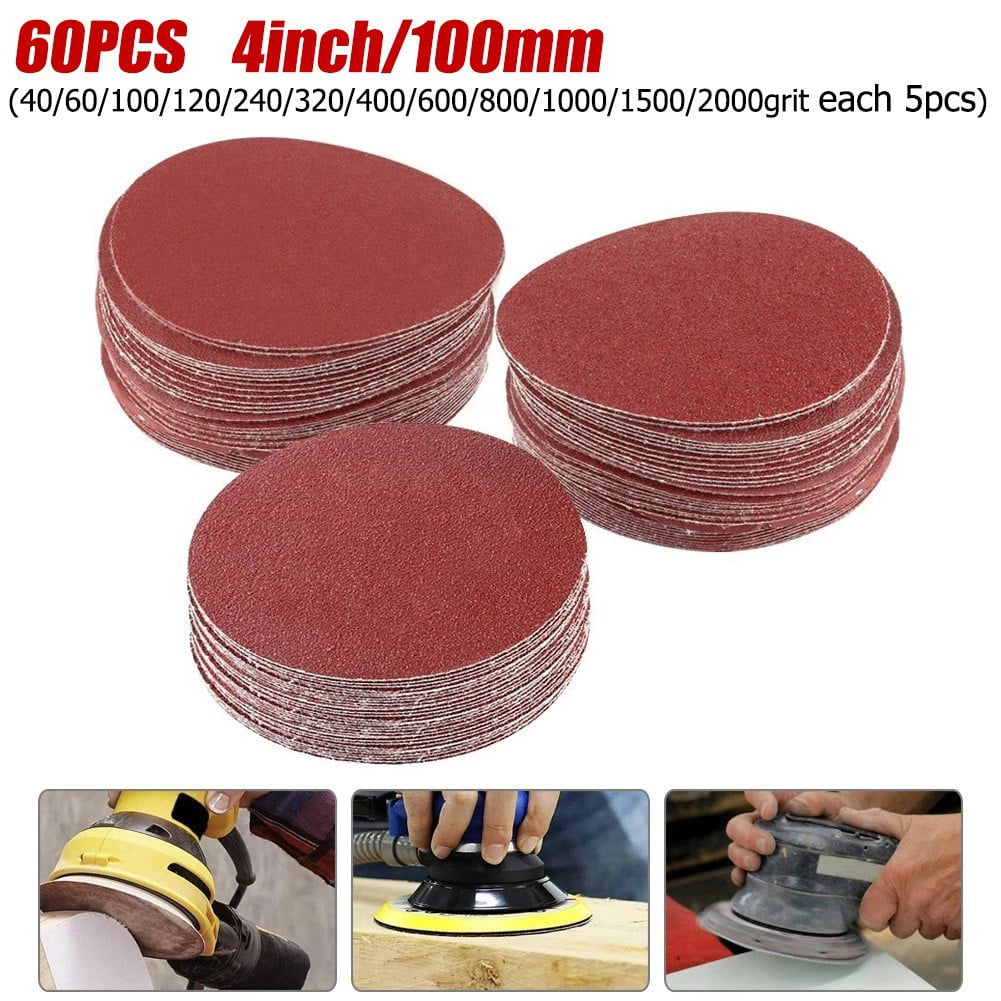 100mm Sanding Discs Hook & Loop Sandpaper Sander Pads 60-2000 Grit Backing Pad