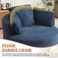 thumbnail image 6 of Muumblus 48.8" Oversized Accent Barrel Chair, Fluffy Round Lazy Sofa Chair for Adults, No Assembly Required, Blue Corduroy, 6 of 9