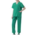 thumbnail image 2 of Pisexur Ensemble de Sarrau Extensible Uni pour Femme, Col en V, Manches Courtes, Petit, 2 of 3