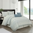thumbnail image 2 of Nanshing Betty 7 Piece Modern Striped Comforter Set, Azure, King, 2 of 7
