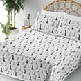 thumbnail image 3 of Ambesonne Giraffe Fitted & Flat Sheet with Shams 4 Pcs Set, Minimal Animal Themed Print, Queen, Taupe Coconut and White, 3 of 5