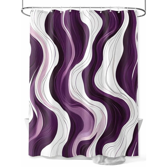 Fsddascl Purple White Stripes Shower Curtain Set - 48" x 72" Washable Bathtub Curtain with 12 Hooks, Modern Art Geometric Abstract Waterproof Fabric Stall Shower Curtains for Bathroom/Bathtub Décor