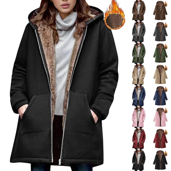 Admvng Jackets for Women Fashion Warm Fleece Jacket Snap Button Closure Solid Thermal Lined, Size S-2XL