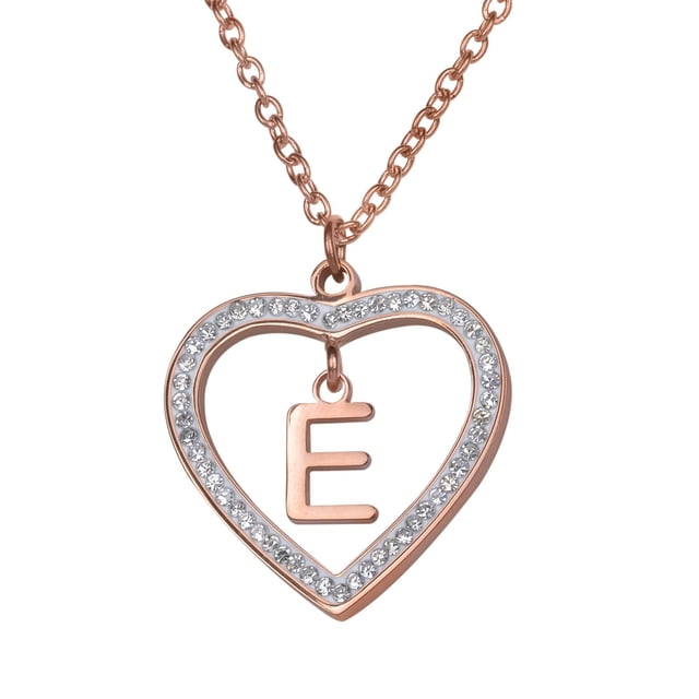 Collar de Mujer Corazón con Inciales LuckyLy, Modelo Adina rosa UNITALLA