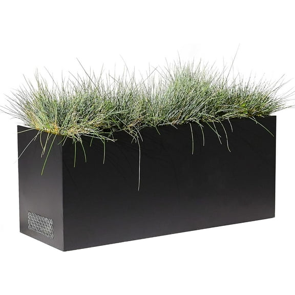 WORTH Metal Steel Planters 30" L.x11 W.x13 H. Rectangular Trough Planter Box, No Assembly Required, with 2 Mesh Vents, Unique Shape & Functional Design, Indoor Outdoor Home Garden - Black