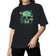 thumbnail image 2 of Floral Skull Grunge Art Women's T-shirt, 2 of 3