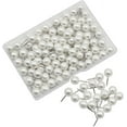 thumbnail image 1 of Qucyy 100 Pcs Faux Perles Punaises en Plastique Tête Ronde Punaises de Pouce Punaises Décoratives Punaises de Pouce pour Tableau d'Affichage Liège Blanc, 1 of 4