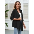 thumbnail image 5 of SHOWMALL Women's Casual Lightweight Open Front Cardigans Soft Draped 3/4 Sleeve Cardigan, US Size XL, Black, 5 of 8