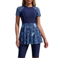 thumbnail image 6 of Qingpeng Womens Two Piece Swimdress Swimsuit Short Sleeve Floral Print Slimming with Boyshorts Bathing Suit, 6 of 6