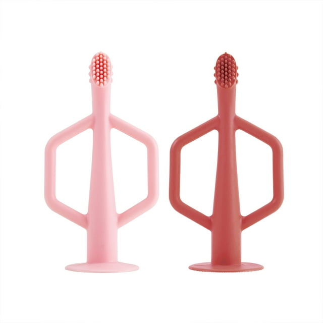 Tiny Twinkle - Silicone Toothbrush 2 Pack - RoseBurgundy