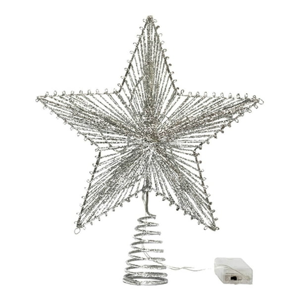 Xihbxyly Estrella de Navidad de Cinco Puntas con Purpurina, Diseño de Hierro Forjado, Efecto Visual Brillante, Decoración Navideña, Accesorio para Fiestas, Fácil de Colocar, 1 Adorno.