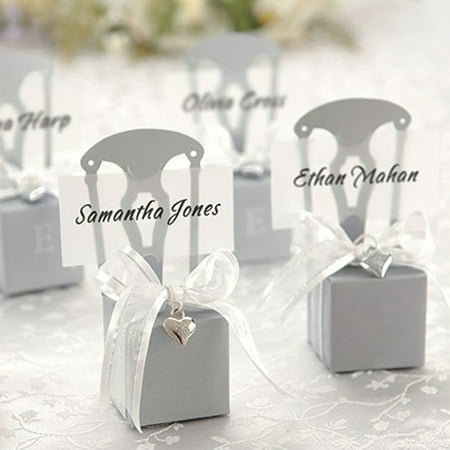 Aspire Wedding Favor Box Place Card Holders Diy Chair Party Favor Candy Box Small Gift Boxes Silver Chairs 500