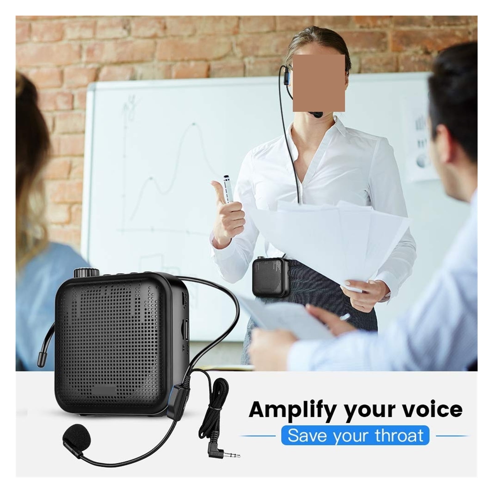 Voice Amplifier Megaphone Mini Audio Speaker With Microphone Rechargeable Ultralight Loudspeaker For Teachers ,Powerful Sound