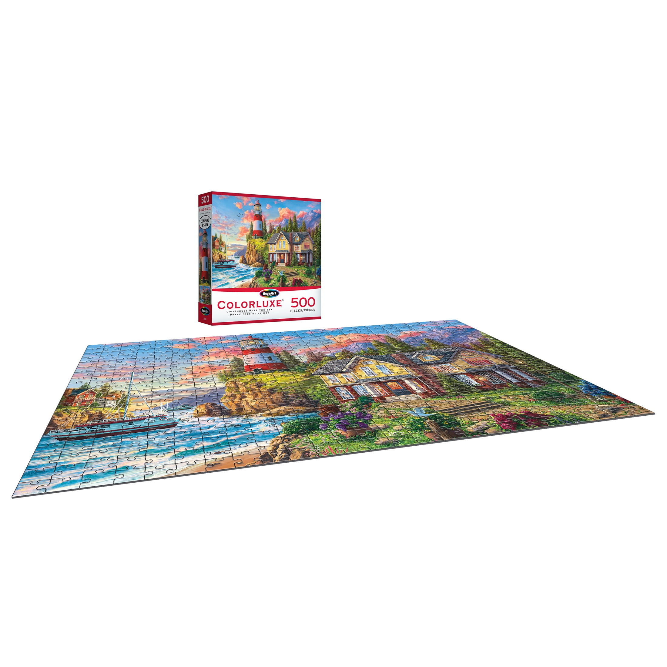 RoseArt - Colorluxe 500 pièces - Phare près de la mer - Puzzle emboîtable pour adulte