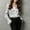 White, variant on WRFWUL Womens Satin Long Bell Sleeve Shirts Ruffle Collar Button Down Blouse Elegant Silky Office Work Trendy Solid Top