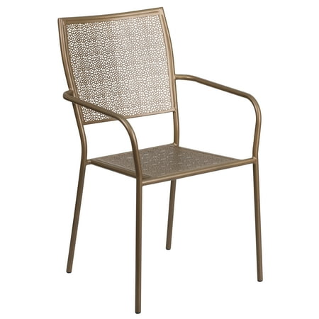 Square Back Chairs - Flash Furniture Indoor-Outdoor Steel Patio Arm Chair with Square Back, Multiple Colors