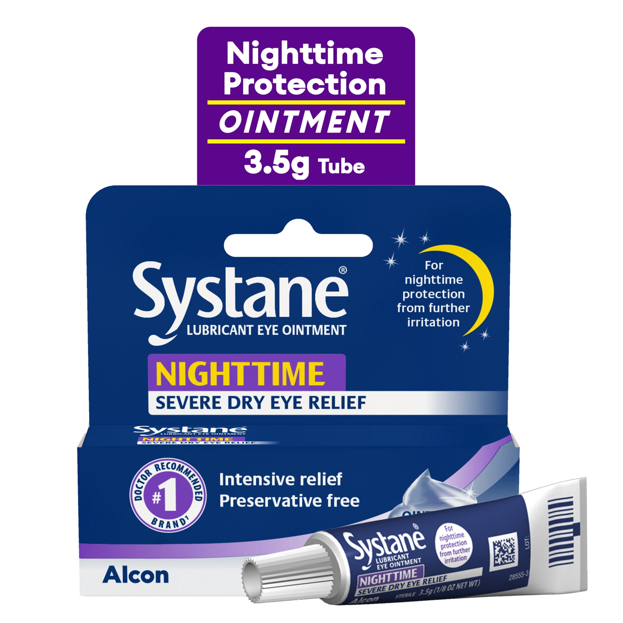 Systane Nighttime Lubricant Eye Ointment for Dry Eye Relief, 3.5g Tube for Adults