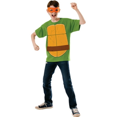 Boy's Teenage Mutant Ninja Turtles TMNT Michelangelo Shirt Eyemask