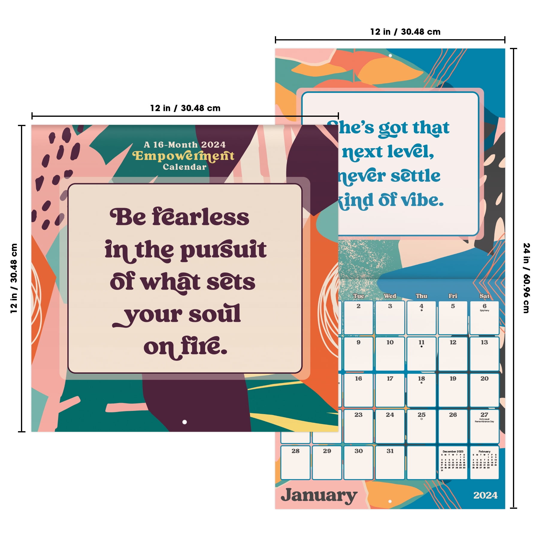 Trends International 2024 Empowerment Wall Calendar & Magnetic Frame