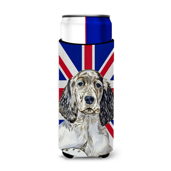 English Setter with English Union Jack British Flag Ultra Hugger for slim cans