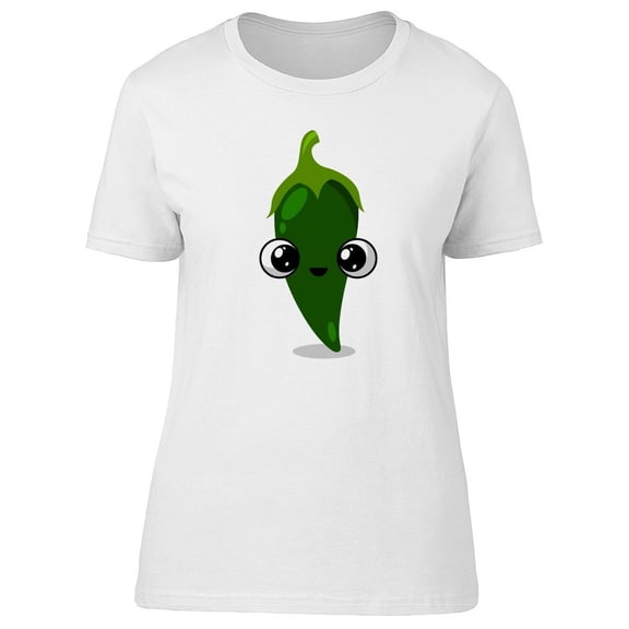 Cute Green Chili Pepper Cartoon Tee Women's -Image by Shutterstock