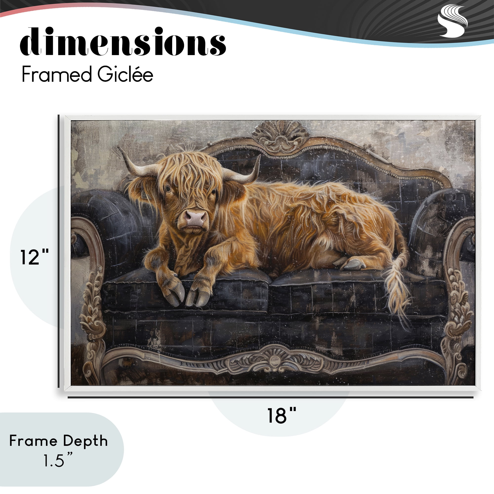 Stupell Industries Cozy Couch Highland Cow White Framed Giclee Art, design by Tina LeCour