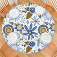 thumbnail image 2 of Elastic Edge Round Tablecloth with Botanical Floral Design, Durable Water-Resistant Polyester Fabric, Fits 44-52 Inch Diameter Tables, Extra Large, 2 of 7