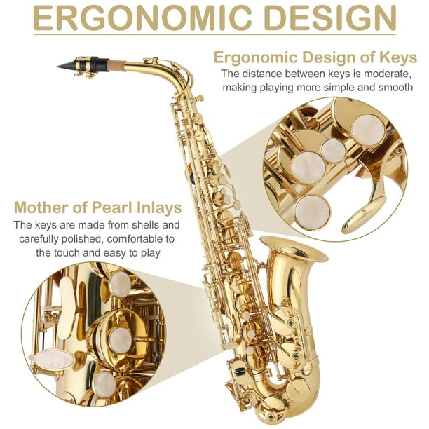 Zimtown Mid-range Alto Drop E Lacquered Golden Saxophone Painted