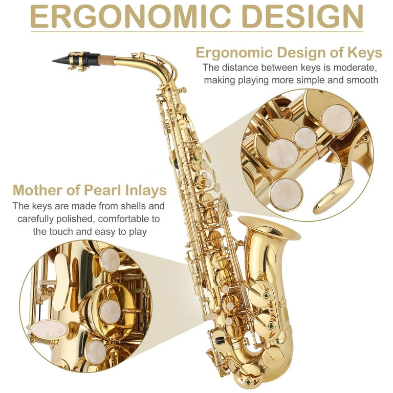Zimtown Mid-range Alto Drop E Lacquered Golden Saxophone