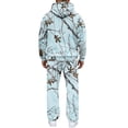 thumbnail image 4 of Nokdvo Mens Camo Set Maple Leaf Print Camouflage Print Hoodie Sweat Sets with Pocket Long Sleeve Sets Outfits Casual Loose Oversized Lounge Fall Tracksuits,White L, 4 of 5
