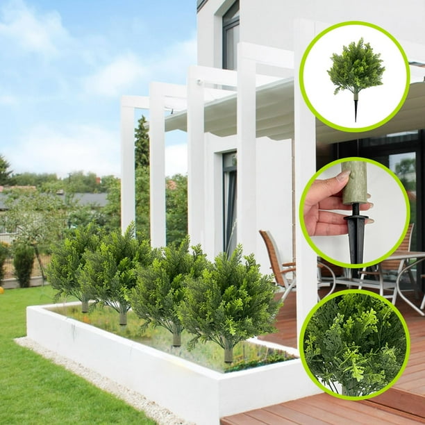 Árbol de bolas topiario de cedro artificial | Planta de imitación al aire libre con espiga de tierra | Arbusto de plástico verde realista | 25.98 pulgadas de altura | Resistente a los rayos UV |