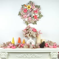 Realistic Fall Leaves Garland,Pink Fall Decor Pumpkin and Maple Boho Room Halloween Decor,Thanksgiving Hanging Fall Garland,5.5Ft Fall Garland for Mantle Fireplace and Wedding