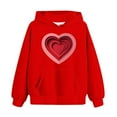 thumbnail image 5 of Girls Red Valentine's Day Hoodie with 3D Hearts Oversized Cute Graphic Sweatshirt for Kids,Size 3-4 T, 5 of 5