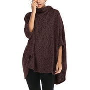 Poncho Sweater Women Loose Casual Turtleneck Tops Pullover Sweaters Irregular Cloak Bat Sleeve Coat