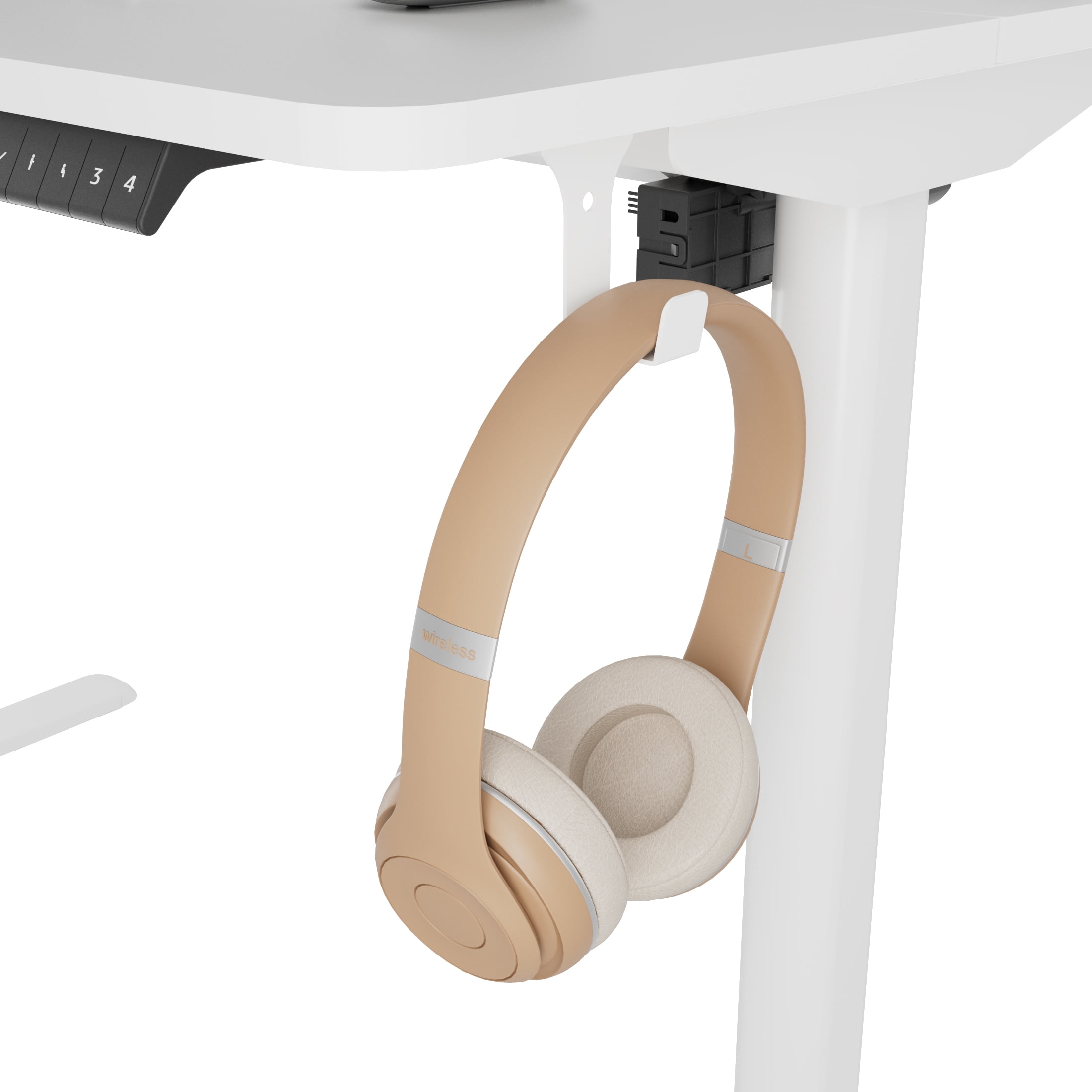 Mainstays Electric Standing Desk with Height Memory Presets, Headphone Hook and Cable Management, White