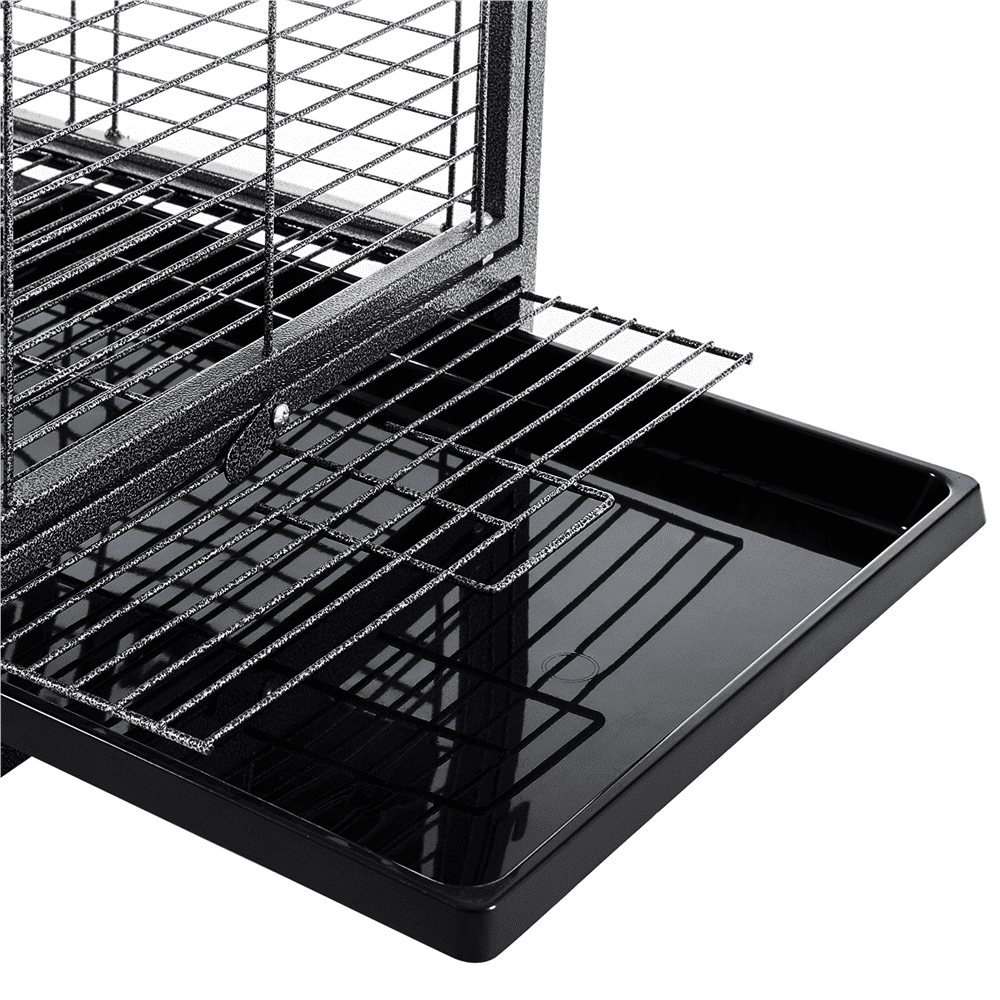 Yaheetech 26'' Wrought Iron Travel Bird Cage Carrier with Handle Perch & 2 Stainless Steel Bowls, Hammered Black
