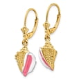 thumbnail image 6 of 14k Yellow Gold Solid Enameled Conch Shell Leverback Earrings, 6 of 7