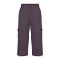 thumbnail image 5 of ClodeEU Women's Elastic Waist Capri Pants, Casual Cropped Trousers with Pockets for Summer and Everyday Wear Purple,Women's Plus M, 5 of 8