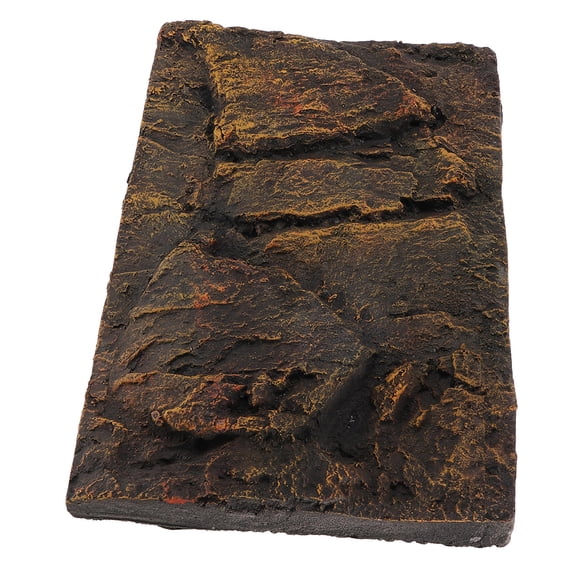 UPOUART Reptile Habitat Background Board Dark Brown PU Material 3D Stone Design for Reptile Tank Decoration