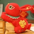 thumbnail image 2 of Guofeng Year of the Rabbit Plush Mascot Lying Rabbit Doll Red Chinese New Year Stuffed Toy Decorative Gift Lunar Festival, 2 of 6