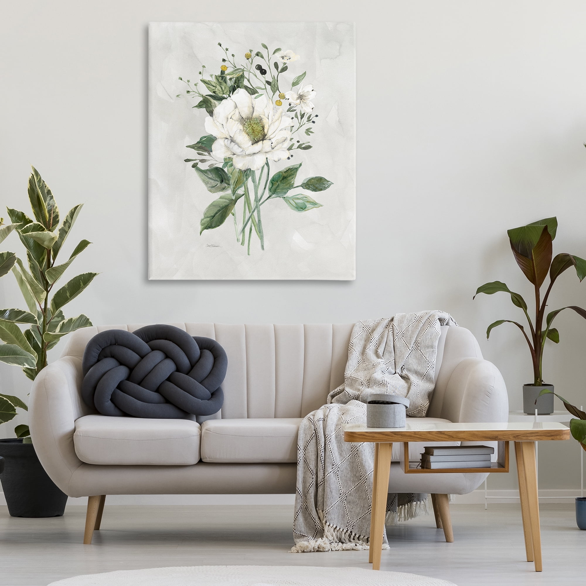 Stupell Industries White Flower Bundle Plants & Flowers Painting Wrapped Canvas Art Print Wall Art, 36 x 48