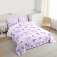 thumbnail image 3 of Feelyou Purple Princess Bow Twin Comforter Sets, Fashion Rose Floral Bedding Set, 2 Pieces, 3 of 8