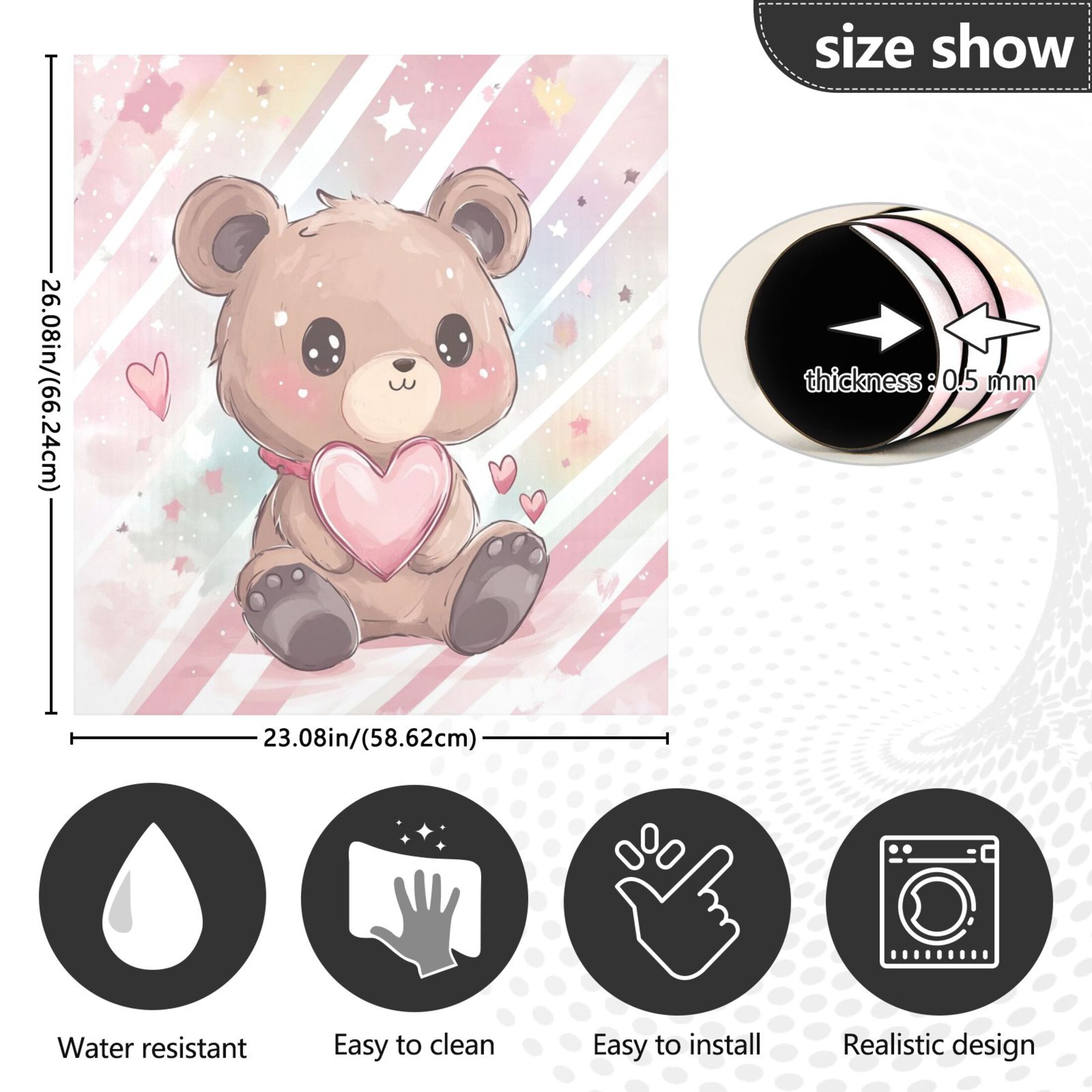 Dishwasher Magnetic Sticker 23x26 Inch Refrigerator Magnetic Sticker Washing Machine Magnetic Sticker Kitchen Panel Magnetic Sticker Home Decor Brown Cute Bear