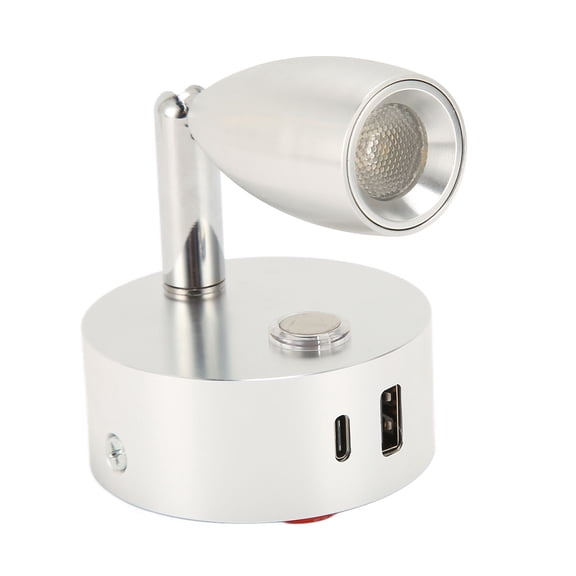Kitchen Tools RV Reading Light, Aluminum Material Touch Control, Blue Nightlight 3 Color Dimming for Boat Reading Lamp Polished Surface with USB Type C Port, DC1224V, RV Reading Light, RV
